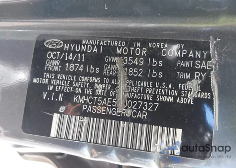 2012 Hyundai Accent Gs из США, поврежденный, VIN KMHCT5AE5CU027327